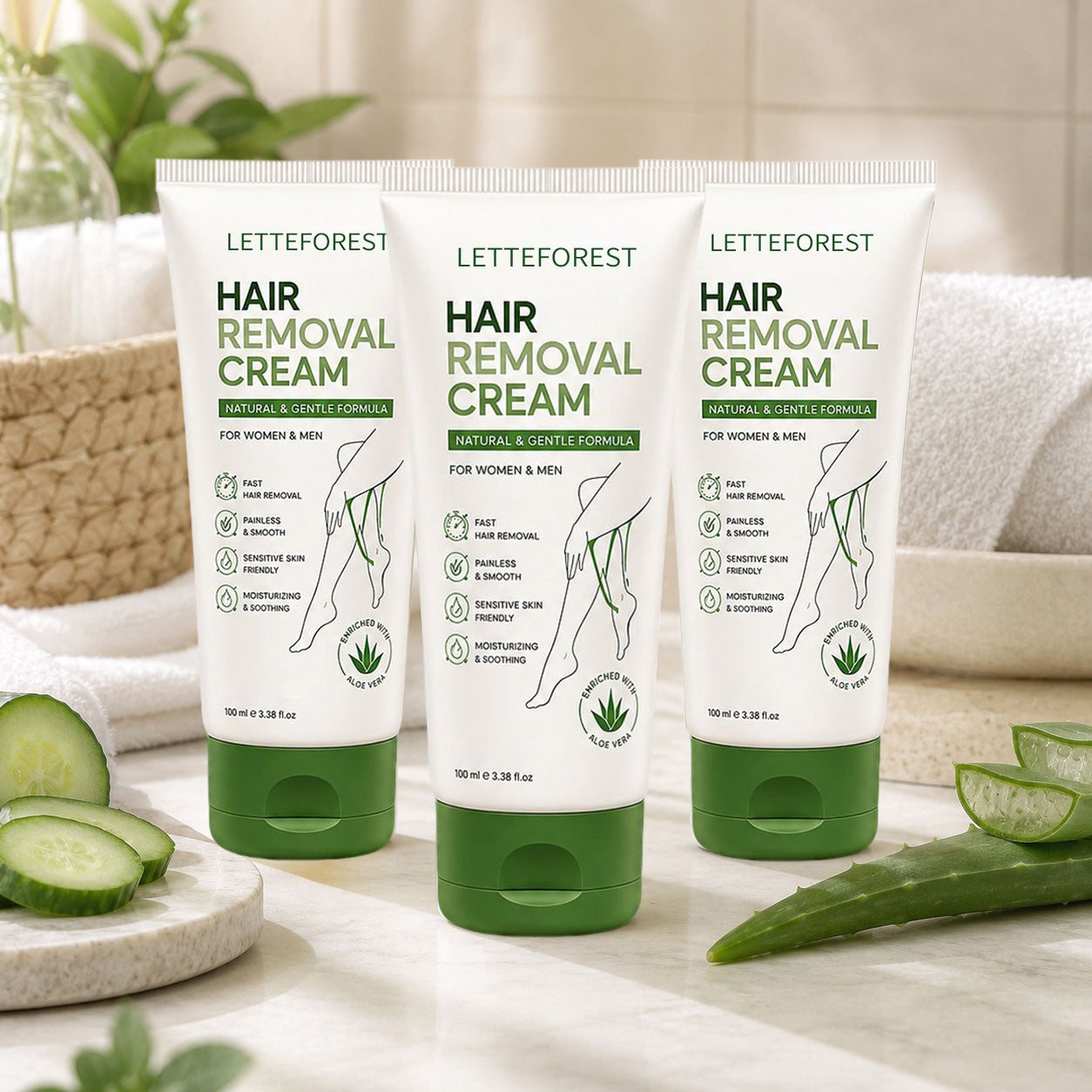 Smooth, Hair-Free Skin in Minutes — No Razor, No Pain